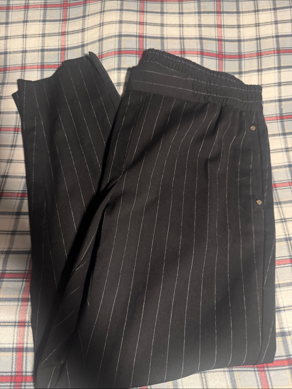 Women Black Pinstripe Dress Pants